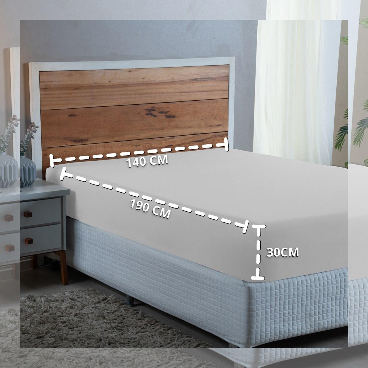 Lençol Casal com Elástico Algodão 300 Fios Cama Box Padrão:branco - 3