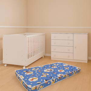 O Conjunto Perfeito para Seu Bebê Berço Americano + Cômoda + Colchão Ortobom Branco - Qmovi