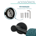 Ver imagem 4 de Kit Acessorios Banheiro Preto Fosco Aço Inox 4 Peças Papeleira Cabide Toalheiro Porta Toalha Argola