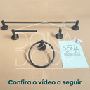 Ver imagem 6 de Kit Acessorios Banheiro Preto Fosco Aço Inox 4 Peças Papeleira Cabide Toalheiro Porta Toalha Argola
