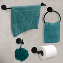 Ver imagem 2 de Kit Acessorios Banheiro Preto Fosco Aço Inox 4 Peças Papeleira Cabide Toalheiro Porta Toalha Argola