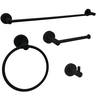 Kit Acessorios Banheiro Preto Fosco Aço Inox 4 Peças Papeleira Cabide Toalheiro Porta Toalha Argola - 1