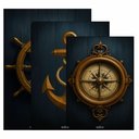 Ver imagem 4 de Kit3 Quadro Decorativo Marítimo Barco Ancora Bussola Veleiro Qualidade Premium Luxo 28x20cm