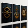 Kit3 Quadro Decorativo Marítimo Barco Ancora Bussola Veleiro Qualidade Premium Luxo 28x20cm - 1
