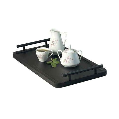Bandeja Decorativa Cantinho do Café Servir Alças Bar 46x26:preto Fosco/preto Fosco