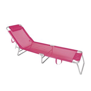KIT 1 Cadeira De Praia Reforçada 140kg + 1 Cadeira Espreguiçadeira Alumínio Mor Rosa
