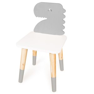 Cadeira Infantil de Madeira Dinossauro - Cinza