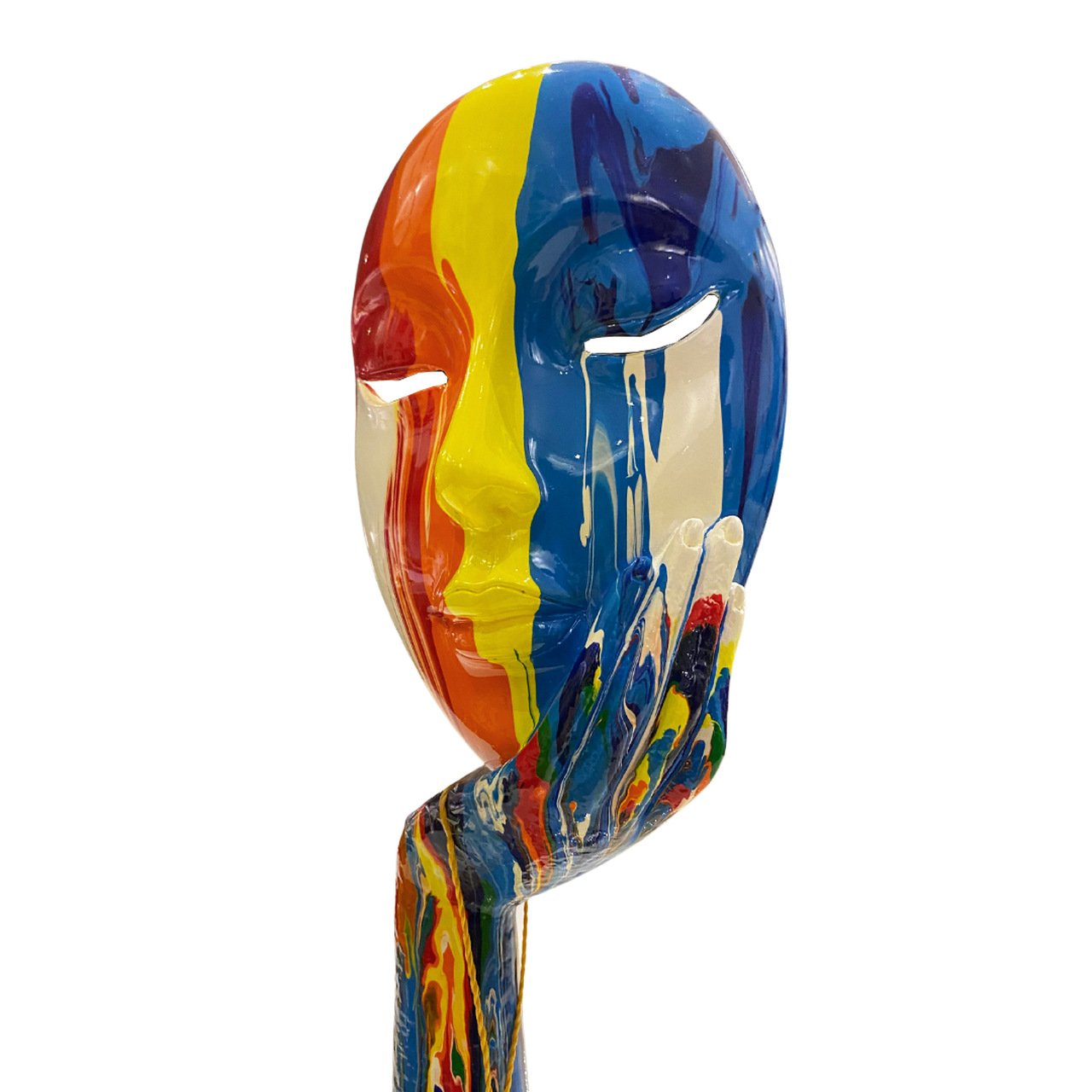 Escultura Moderna Face em Resina Colorida Conceitual - 4