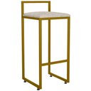 Ver imagem 3 de Kit 04 Banquetas Alta Para Cozinha Sala De Jantar Hanna L02 Dourado Linho Bege - Lyam Decor