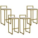 Ver imagem 1 de Kit 04 Banquetas Alta Para Cozinha Sala De Jantar Hanna L02 Dourado Linho Bege - Lyam Decor