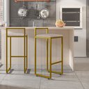 Ver imagem 2 de Kit 04 Banquetas Alta Para Cozinha Sala De Jantar Hanna L02 Dourado Linho Bege - Lyam Decor