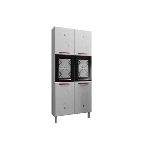 Módulo Cozinha Telasul Mirage New Paneleiro Aço 6 Portas C/2vidro 80cm Branco/preto-telasul