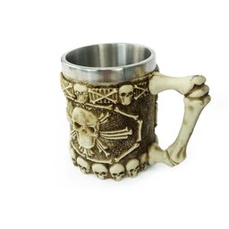 Caneca Caveira X com Alça 400ml Copo em Metal e Resina - 6