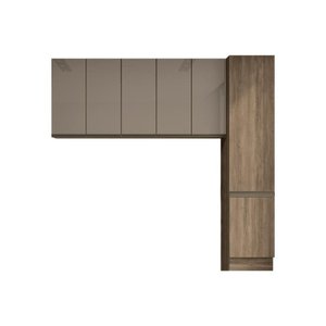 Kit de Cozinha 3 Peças Maxxi (2 Armários + 1 Paneleiro) Cpt38 Nogal - Kappesberg