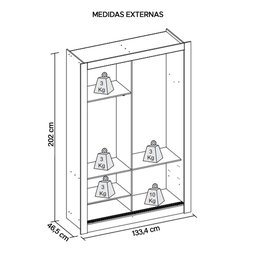 Guarda Roupa Solteiro Grande 2 Portas Glass Branco Caemmun - 6