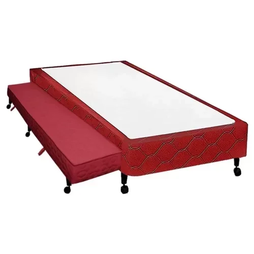Ver imagem 2 de Cama Box Base Solteiro Com Auxiliar Semi Ortopedica Suede:Vermelho