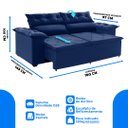 Ver imagem 3 de Sofá Compact 180cm Retrátil, Reclinável com Molas Espirais Azul