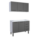 Ver imagem 1 de Cozinha Completa Gabinete Para Pia 120 e Armário Aéreo Juno/Apolo 4 Gavetas Cozimax Preto