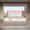 Ver imagem 2 de Cama Estofada Queen com Cabeceira Ayla - Linho Texturizado Off White C/ Pu Fendi