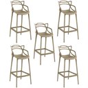 Ver imagem 1 de Kit 5 Banqueta Alta Allegra com Encosto Design Cozinha/bancada - Nude