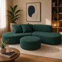 Ver imagem 1 de Sofá e Puff Orgânico Virginia 200cm Sala Suede: Verde
