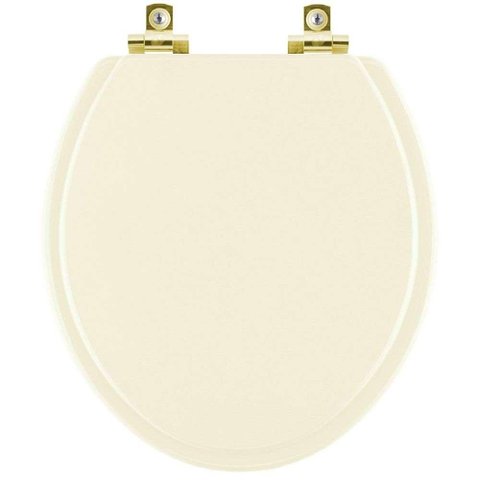 Assento Sanitário Soft Close Convencional Oval Bege Claro com Ferragem Dourada