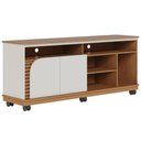 Ver imagem 3 de Rack Siena 150 com Nichos e Portas Basculantes Freijo e Off White Matte Colibri Móveis