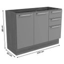 Ver imagem 2 de Balcão de Pia Cozinha Botanic 120cm 02 Portas 03 Gavetas M624 Kappesberg Nogueira/verde Oliva
