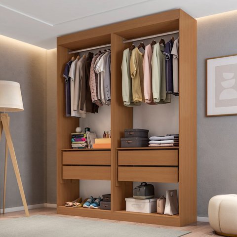 Guarda-Roupa Closet 2 Módulos Roupeiro sem Portas 4 Gavetas Versatille Yescasa