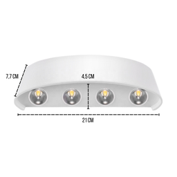 4 Luminárias Arandela (Cor Branca) Meia Lua De Sobrepor LED 8W Bivolt IP65 Cor Da Luz Branco Quente  - 2