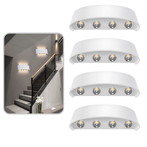 4 Luminárias Arandela (Cor Branca) Meia Lua De Sobrepor LED 8W Bivolt IP65 Cor Da Luz Branco Quente 