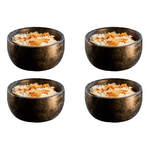 Kit 4 Tigelas Cumbucas com Prato de Pedra Sabão 500 ml