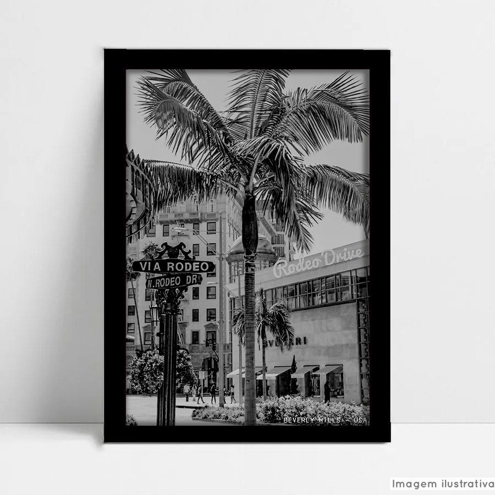 Quadro Decorativo Monumento Cidade Beverly Hills em Moldura Caixa TaColado Moldura Trad 1cm Madeira  - 1