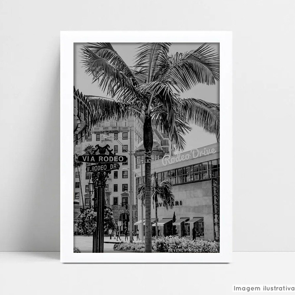 Quadro Decorativo Monumento Cidade Beverly Hills em Moldura Caixa TaColado Moldura Trad 1cm Madeira  - 2