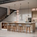 Ver imagem 1 de Meia Banqueta Línea Madeira Acabamento Premium Linho Cinza