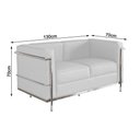 Ver imagem 2 de Sofa Le Corbusier de 2 Lugares Cromado em Sintético Branco