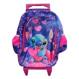Kit Mochila Escolar Infantil com Rodinhas Stitch Roxo e Estojo Duplo - Gv Bolsas - 5