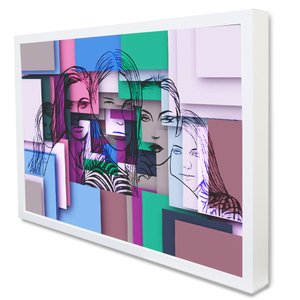 Quadro Decorativo Caixa Mulheres Artístico  Tacolado Moldura Caixa 3cm Preta sem Vidro 40 X 60cm