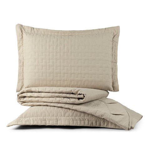 Cobre Leito Colcha King Milano 3 Peças Cáqui - 100% Poliéster