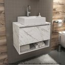 Ver mais imagens de Conjunto Kit para banheiro 60cm com Gabinete espelheira e cuba CJ43018-108 Móvel na Caixa Mármore Br
