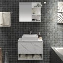Ver imagem 1 de Conjunto Kit para banheiro 60cm com Gabinete espelheira e cuba CJ43018-108 Móvel na Caixa Mármore Br