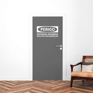Adesivo de Porta Perigo Entrada Proibida Risco Contaminação Farmácia Laboratório Kanto Store Adesivo