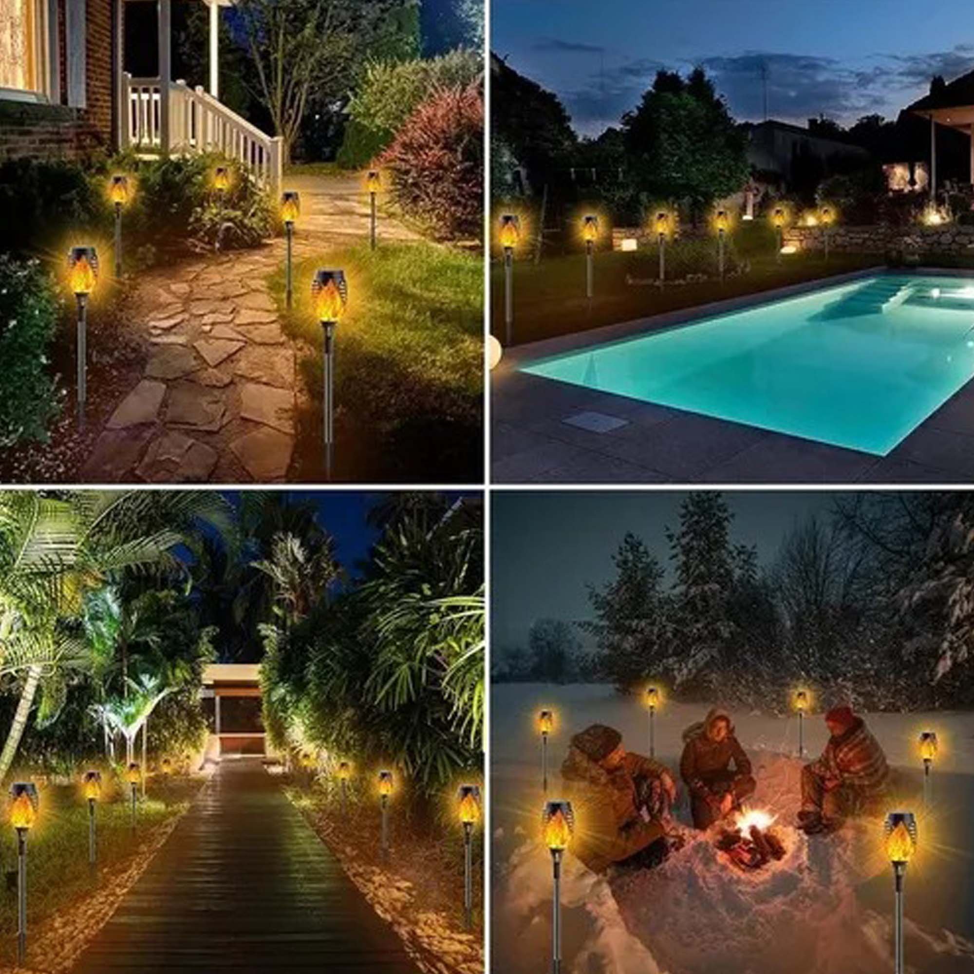 Tocha Luminaria Solar Espeto Fogo Chama 12 Leds Decoração Balizador Jardim Praia Lual Eventos - 11