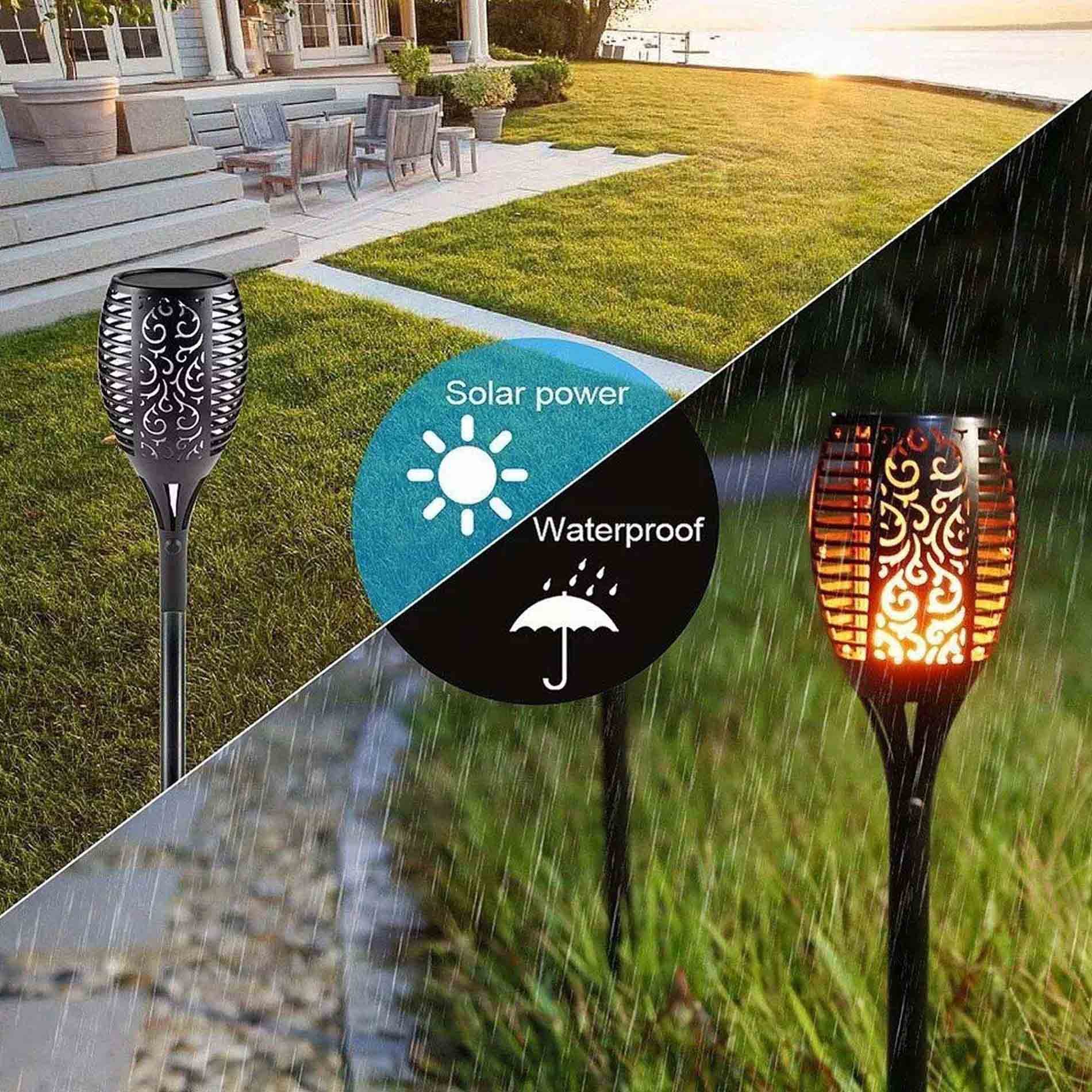 Tocha Luminaria Solar Espeto Fogo Chama 12 Leds Decoração Balizador Jardim Praia Lual Eventos - 13