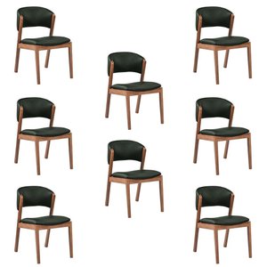 Kit 8 Cadeiras Decorativa Sala de Jantar Luxo Luna Facto Verde - Mozzelar