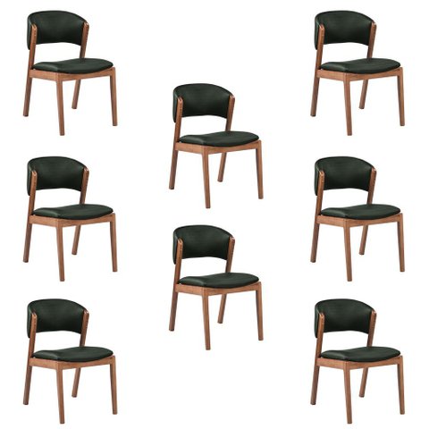 Kit 8 Cadeiras Decorativa Sala de Jantar Luxo Luna Facto Verde - Mozzelar