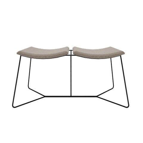 Banco Ricco 2 Lugares Base Metal com Assento Estofado Preto