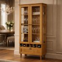 Ver imagem 2 de Cristaleira Roma Madeira Maciça Pinus com 2 Portas e Adega Freijo/fosco