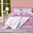 Ver imagem 5 de Kit Edredom Solteiro Menina Teen Rosa com Almofadas Estampadas 05 Peças - Dupla Face Percal 300 Fios