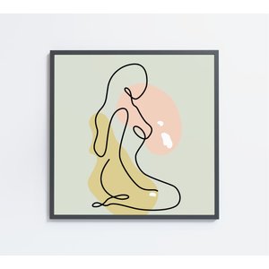 Quadro Decorativo Feminino Silhueta Artística Contínua - 60x60 cm - Adesivo fotográfico